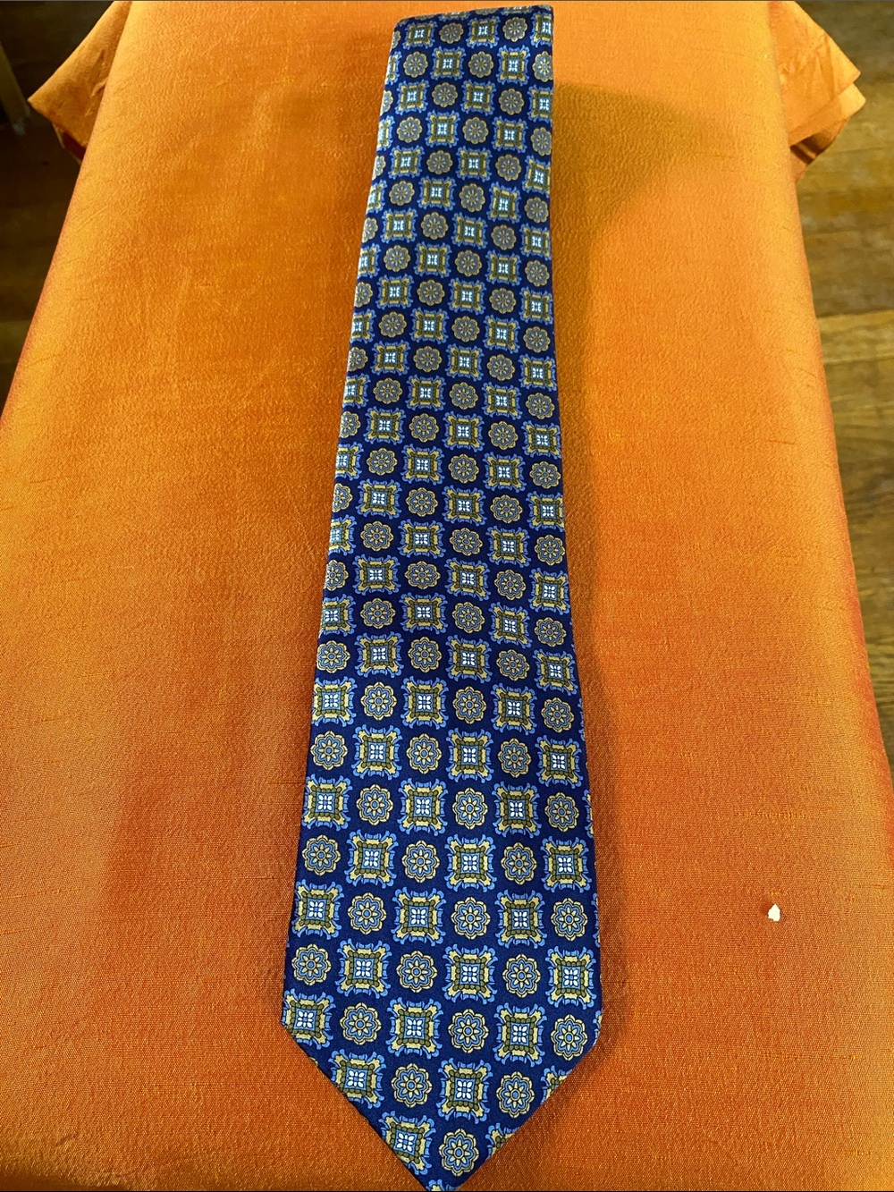 Navy Blue Geometric Medallion Men's Tie